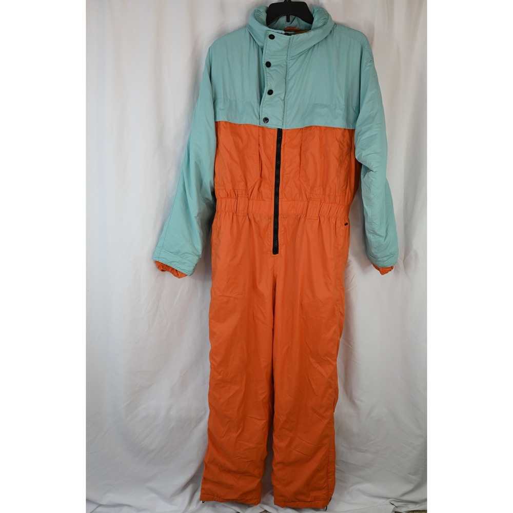 Vintage Nordica Snow Suit Mens Size 50 Made in Italy Blue Orange Ski Retro